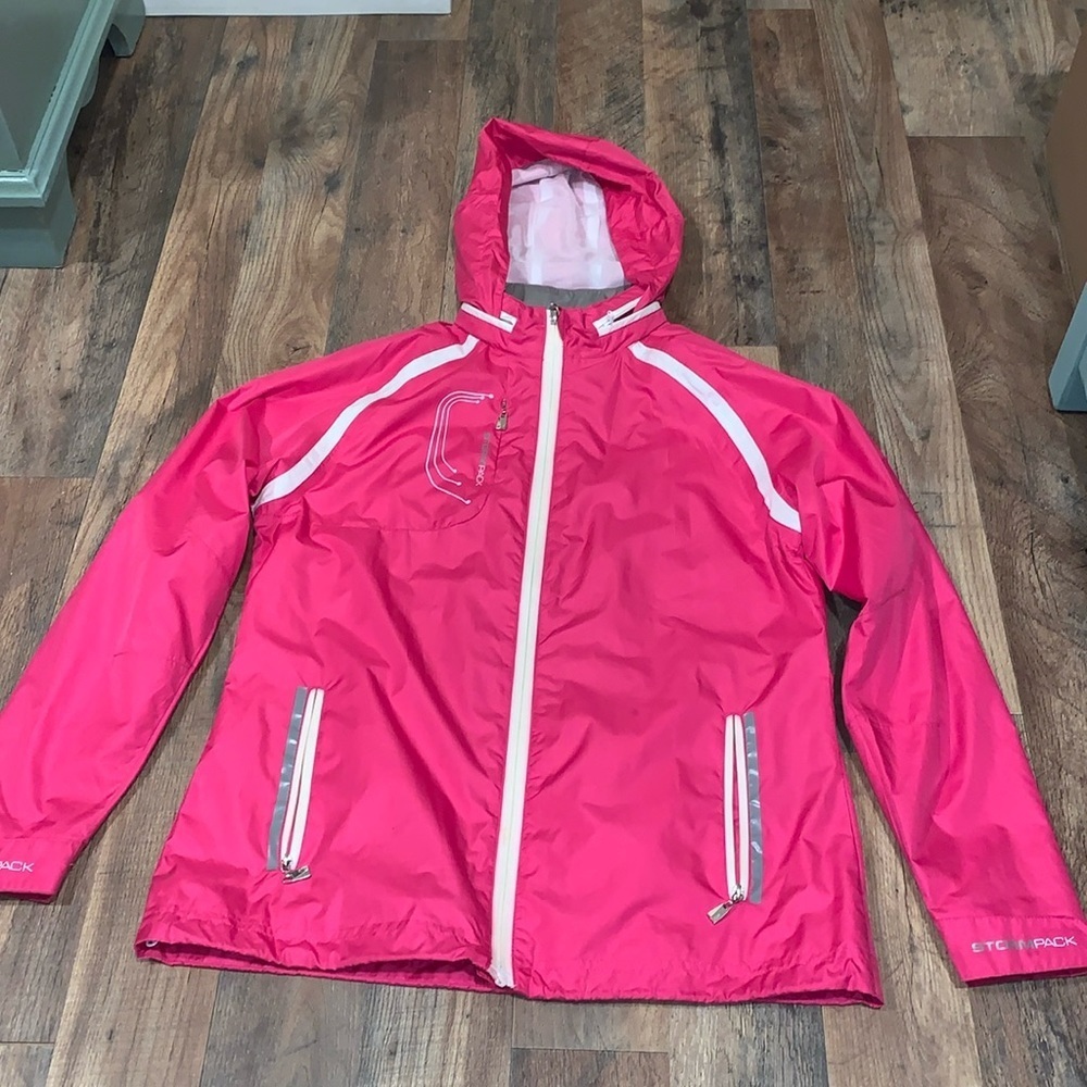 StormPack Windbreaker.  Size Medium. ‎ Pink and White.